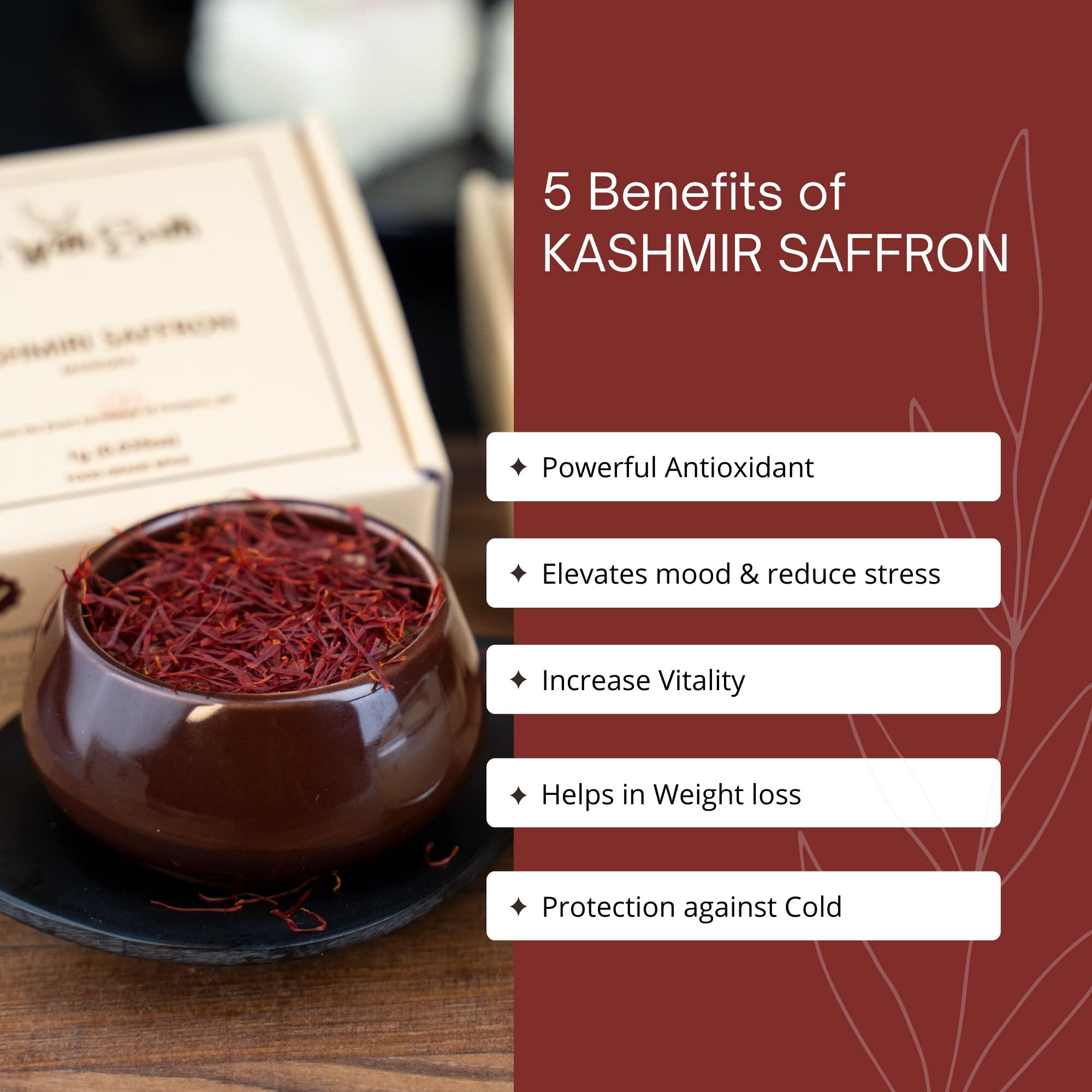 Cure With Earth Pure Kashmiri Mongra Saffron / Kesar / Keshar PACK OF 3 (1g each) | From the finest farmlands of Pampore, J&K, India | Tested and certified as Grade A