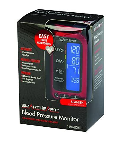 Heartsmart SmartHeart Blood Pressure Monitor | Attached Upper Arm Cuff | Advanced Inflation Technology | 500-Reading Memory