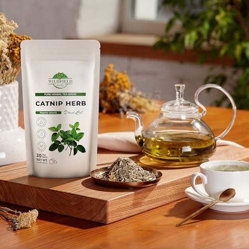 WILDFIELD HERBS 30 Catnip Tea Bags Catnip Herb Tea (Nepeta L.) - 30 Count 1.5g Tea Bags Cat Nip Tea Catnip Leaf Herb Tea Hierba gatera