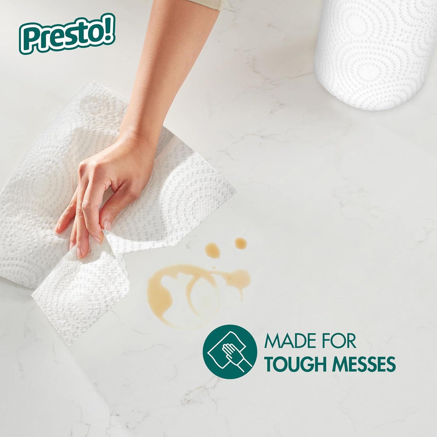 Presto! Amazon Brand - Presto! Flex-a-Size Paper Towels, 128 Sheet Family Roll, 2 Rolls (1 Packs of 2), 256 count, White