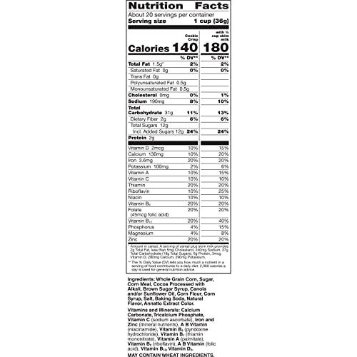 Cookie Crisp Cookie Crisp Breakfast Cereal, Chocolate Chip Cookie Taste, Made With Whole Grain, Giant Size, 26.3 oz (Pack of 2)