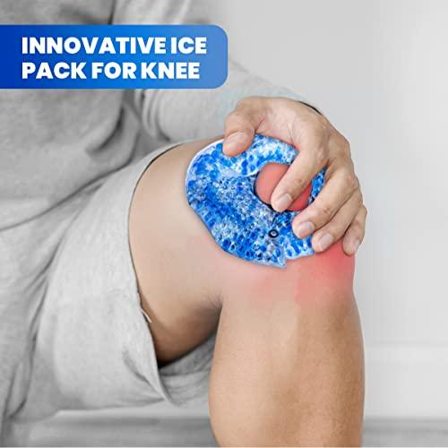 Ikisdo Care Therapy Wrap Reusable Hot & Cold Gel Beads Best Ice Pack with Elastic Adjustable Strap for Knee - Joint & Muscle Pain Relief for Runner, Athletes