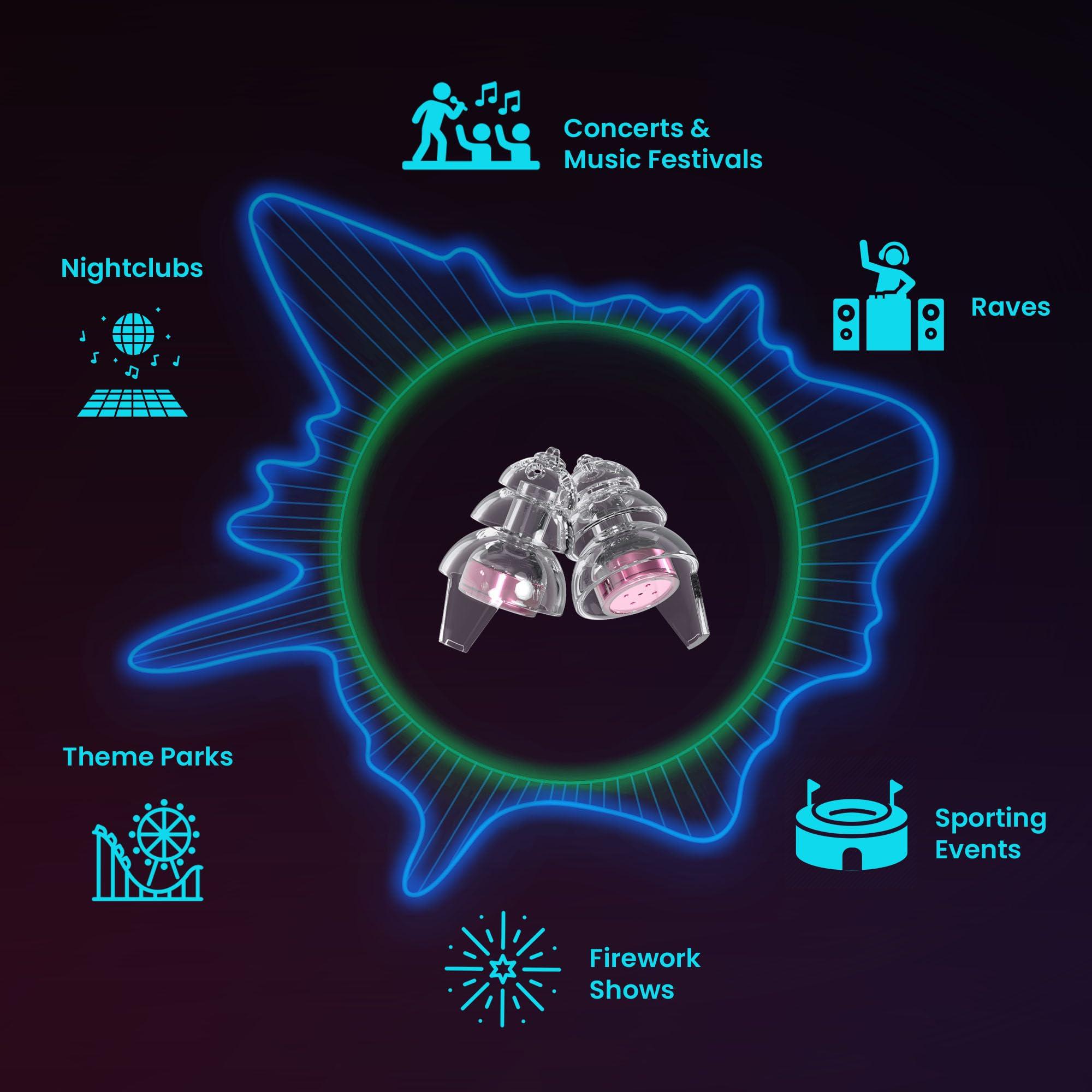 Eargasm Eargasm Smaller Ears Earplugs - Pink High Fidelity Filtered Noise Reducing Reusable Ear-Plugs for Kids, Women, Men - Hearing Protection for Live Concerts, Motorcycles, Festivals, Sporting Events