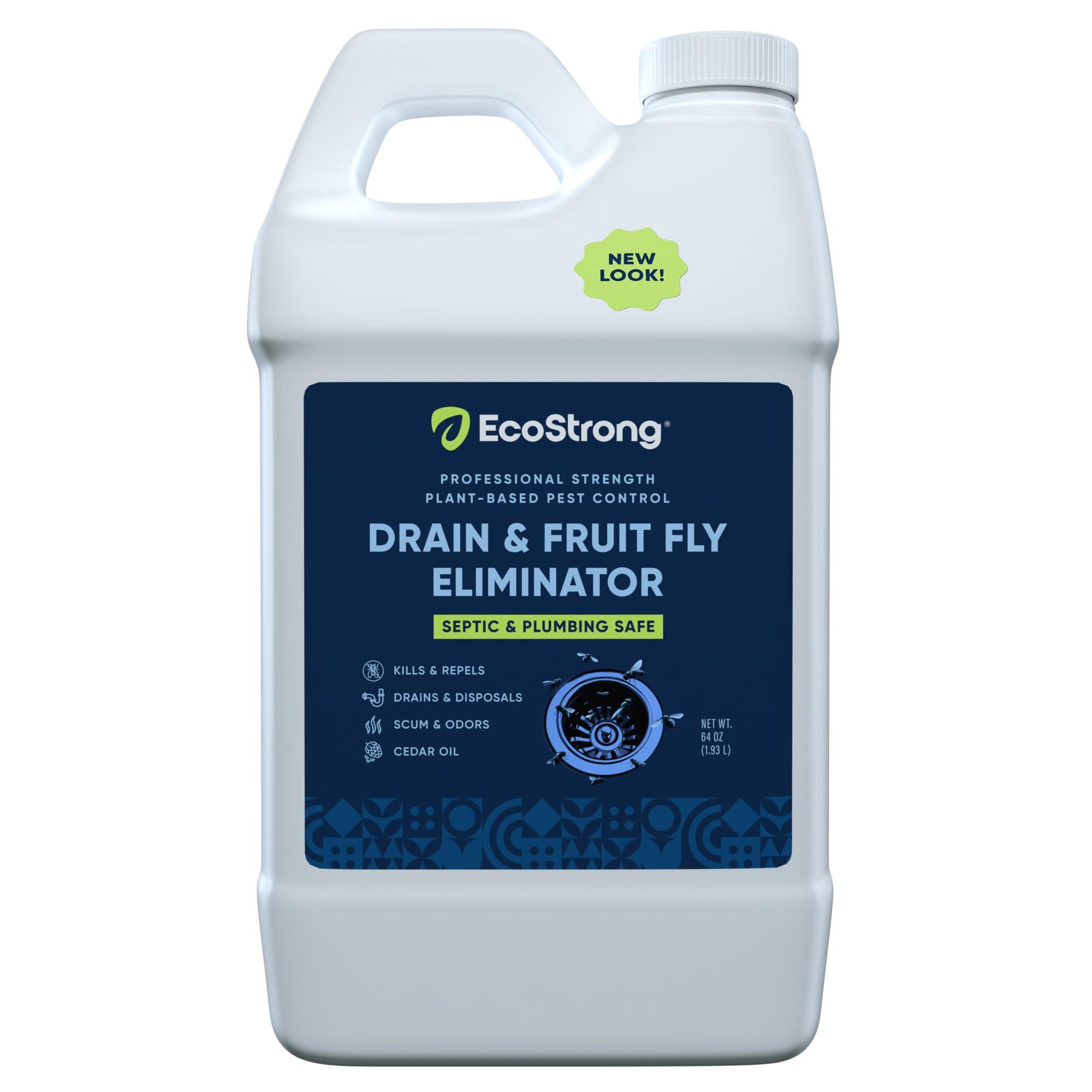 Eco Strong Fruit Fly Drain Treatment | Drain Fly Eliminator | Eliminates Gnats, Sewer Flies and More - Works in All Drains - 64 Fl Oz