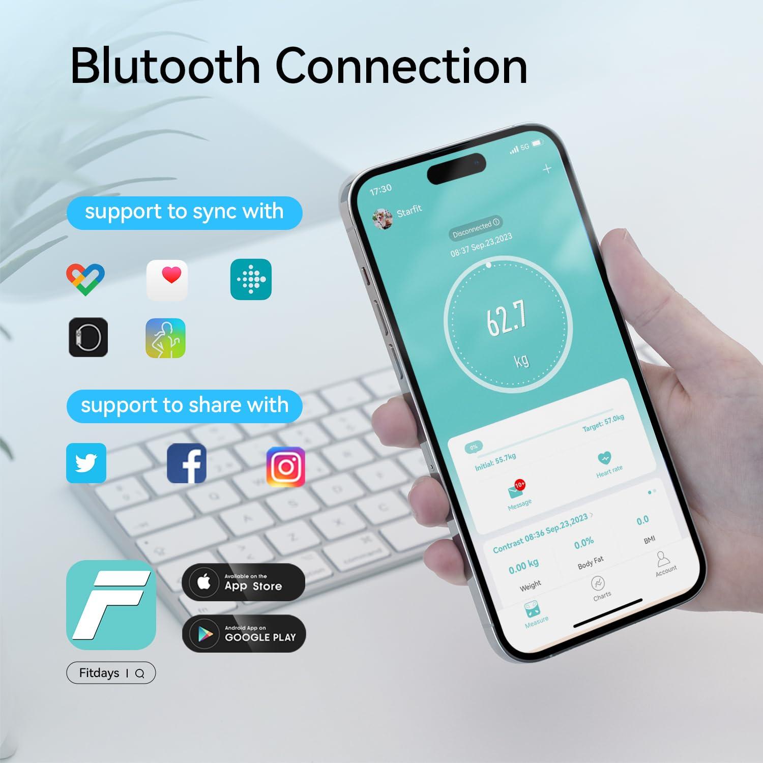 YOUSA Smart Scale, High Accurate Body Fat Scale with TFT LCD, Bathroom Scale for Body Weight, 16 Body Composition Digital Bluetooth Weight Scale with Fitness App