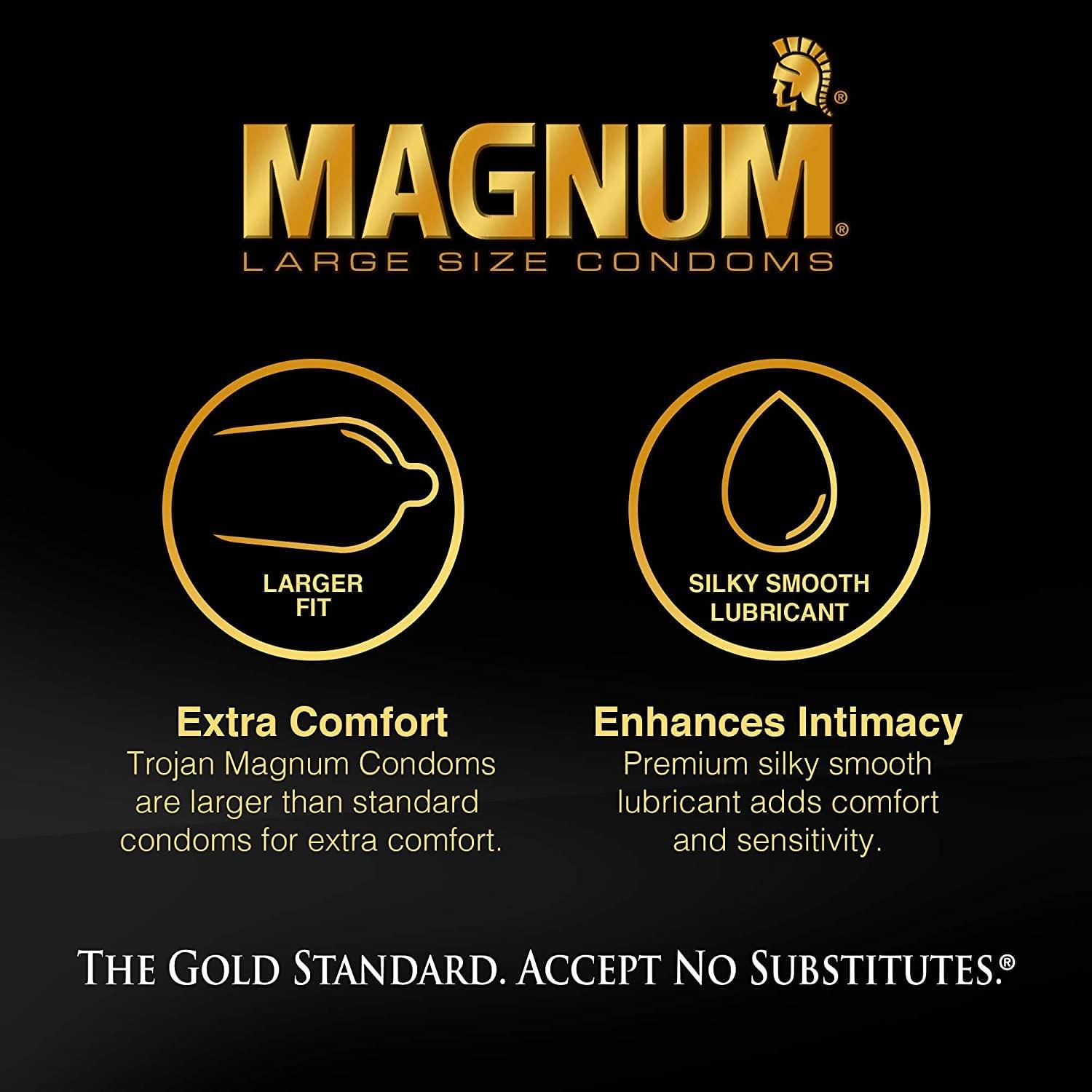 TROJAN Trojan Magnum XL Lubricated Premium Latex Condoms 12 Each