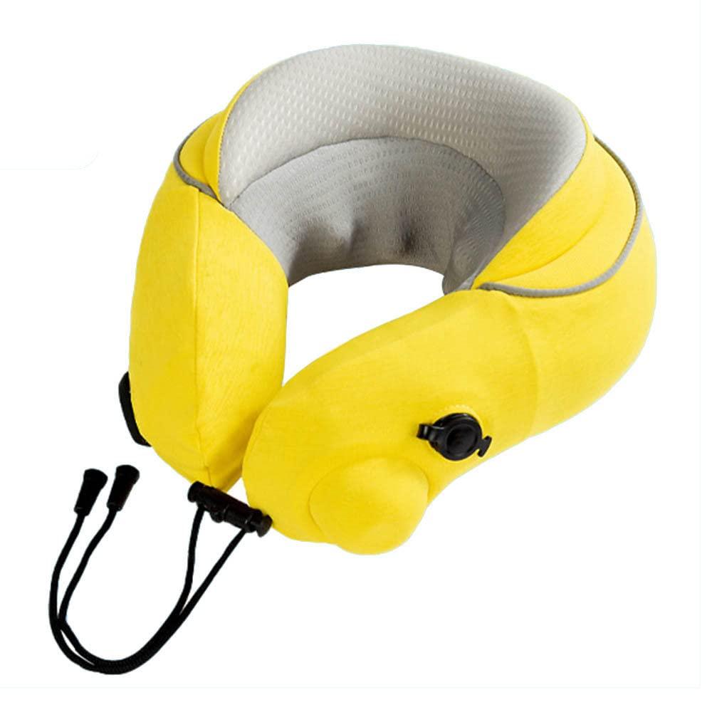 KDFJ KDFJ U-shaped Inflatable Massage Pillow, Multifunctional Neck Protector, Cervical Massager, Head Health Massage Pillow-Yellow