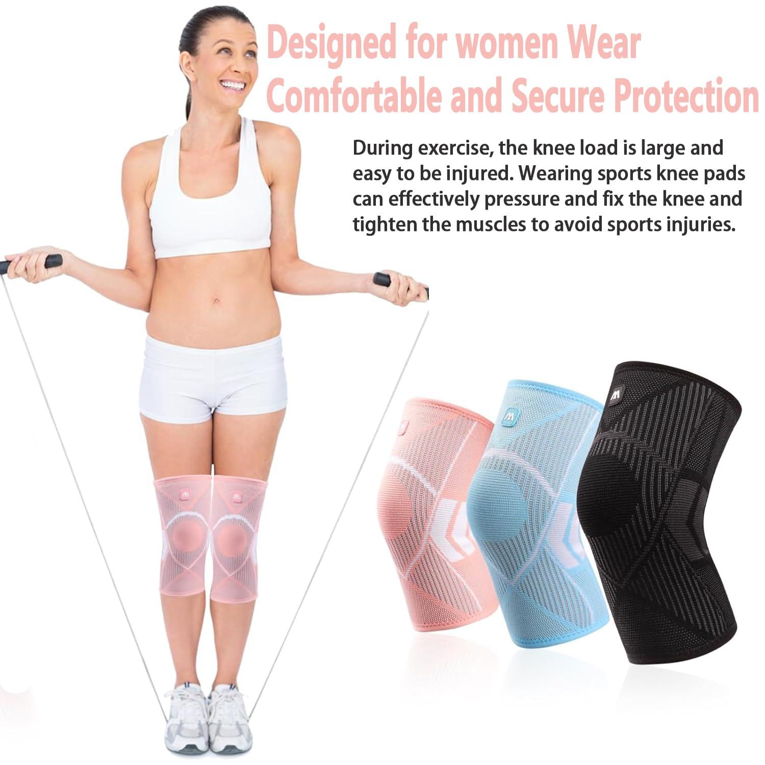 Cinlitek Cinlitek Knee Supports Brace for Women, Knee Compression Sleeves for Joint Pain Relief, Arthritis,Injury Recovery, Meniscus Tear,Knee Pain, ACL, MCL,Jogging Squats, Sports (Medium, Blue)