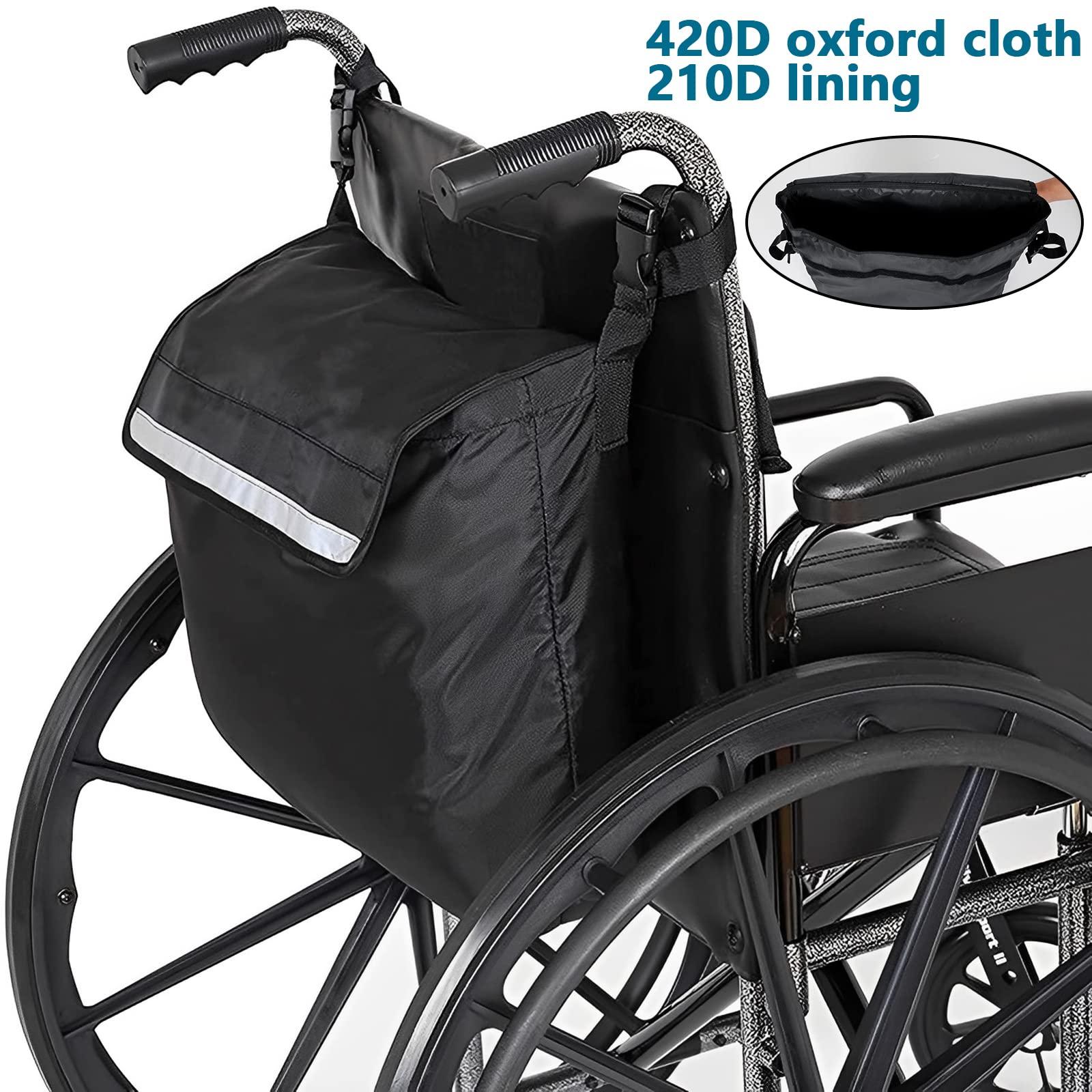 SHASUXTING SHAFUFU Wheelchair Bag Waterproof Wheelchair Pouch with Secure Reflective Strip Large Capacity Walker Storage Pouch Multifunctional Electric Wheel Chair Backpack Bag for Wheelchairs Walkers YF(Black)