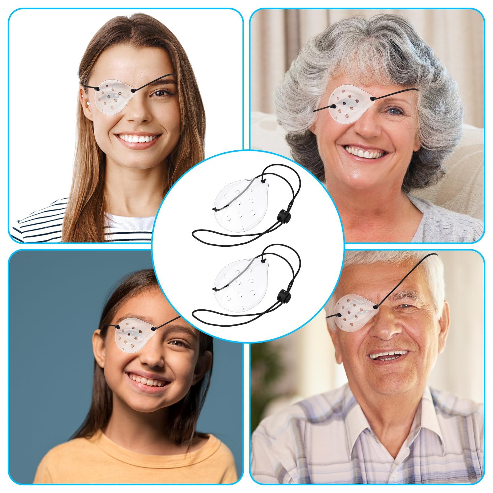 WY LIGHTING LEVEL 4 Pcs Plastic Eye Shield, Clear Eye Patch with Adjustable Strap Eye Surgery Covering Breathable After Surgery Eye Protections for Patient Men Women, Eye Care Supplies for Eye Post-Operative Recovery