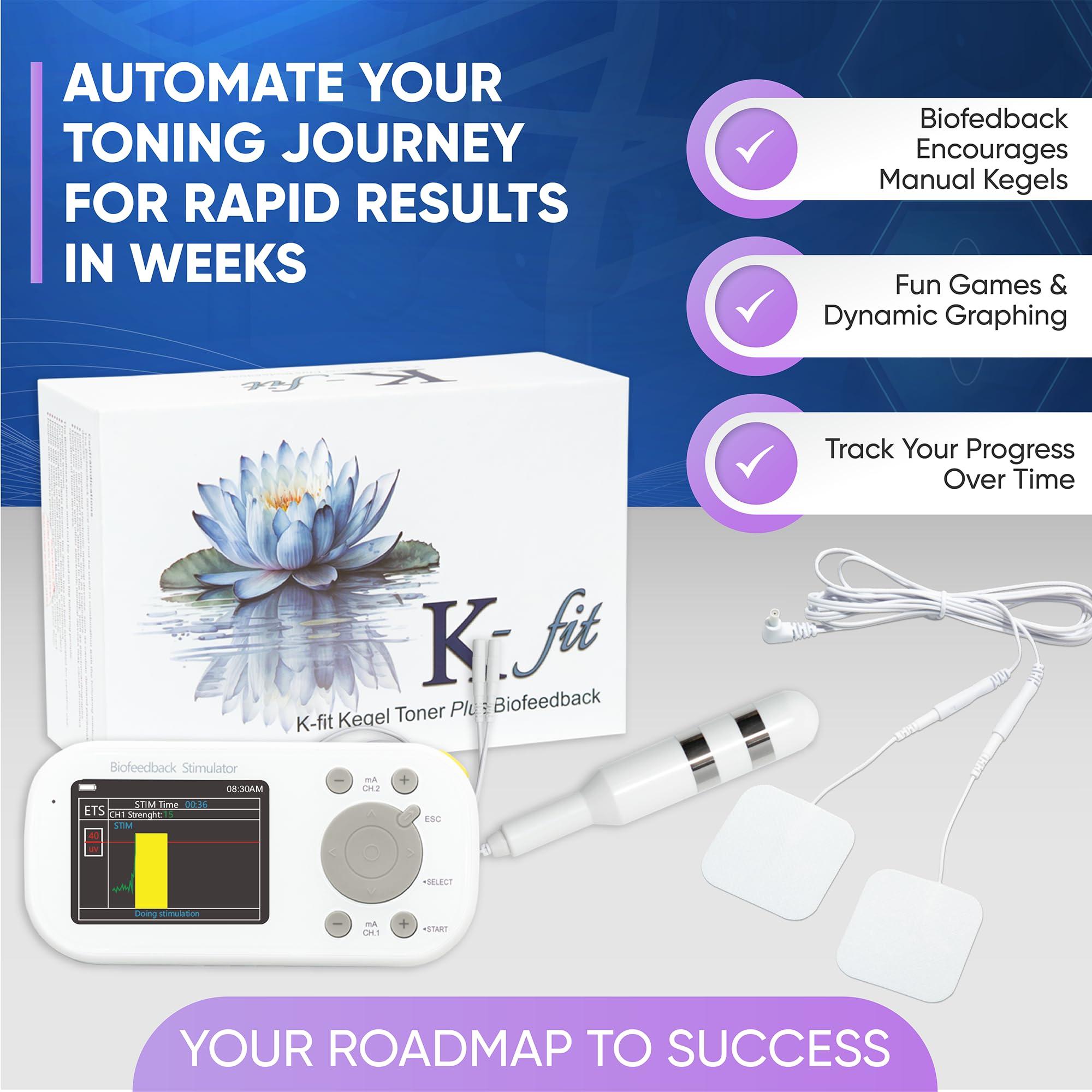 K-fit K-fit Kegel Toner Plus Biofeedback - Pelvic Floor Exercise Device for Toning and Strengthening, Incontinence - 22 Preset Stim Programs, 6 Biofeedback Games, Full Color LCD Screen, Rechargeable