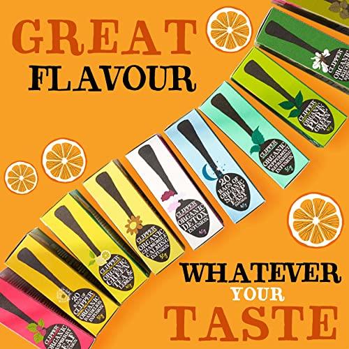Clipper Natural, Fair & Delicious Clipper Tea, Orange & Turmeric, Organic Tea with Licorice Root, Orange Peel and Hibiscus, Plant Based Herbal Tea, Caffeine Free British Tea, 1 Pack, 20 Unbleached Tea Bags