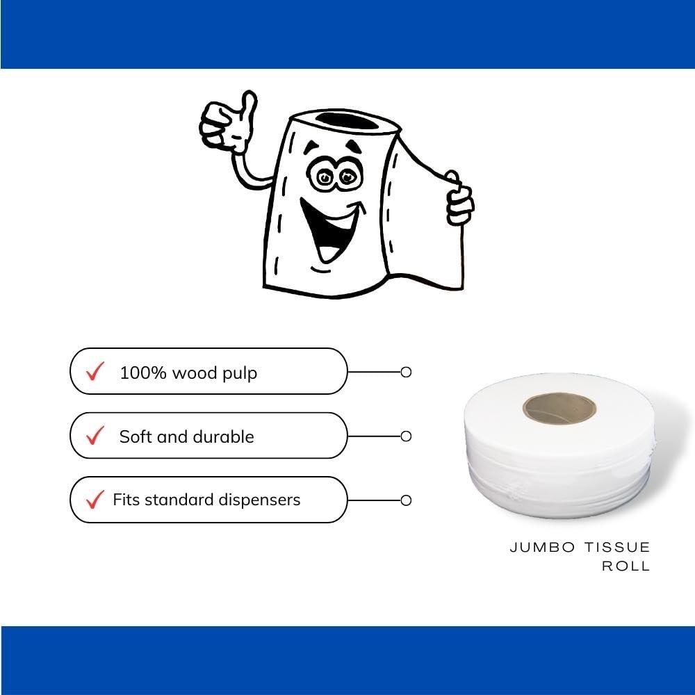 PackagingSuppliesByMail Jumbo Commercial Toilet Paper Rolls, Large Industrial Rolls Compatible with Universal Dispensers, 1000 Feet per Roll, 216 Rolls [Half Pallet]