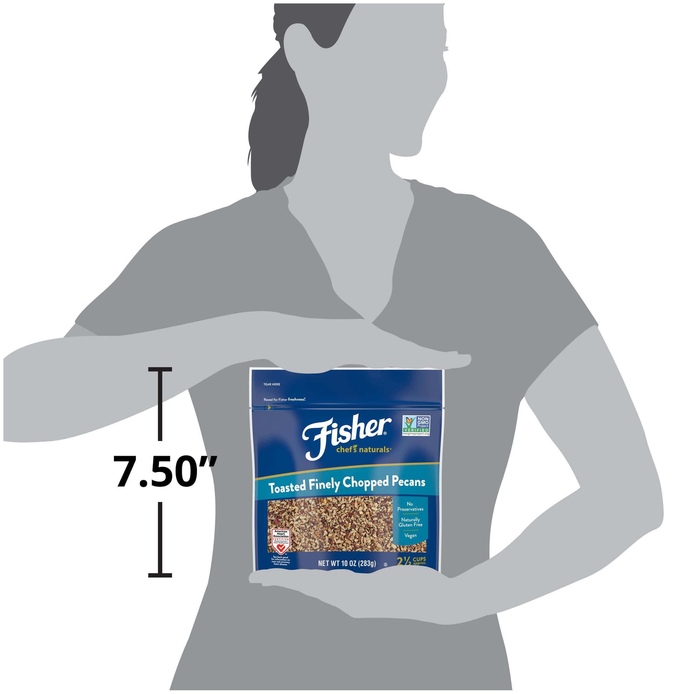 Fisher Fisher Chef\'s Naturals Unsalted Chopped Pecans 10 oz Resealable Bag, Unsalted Raw Nuts for Cooking, Baking & Snacking, Vegan Protein, Keto Snack, Gluten Free Raw Pecans, Chopped Pecan