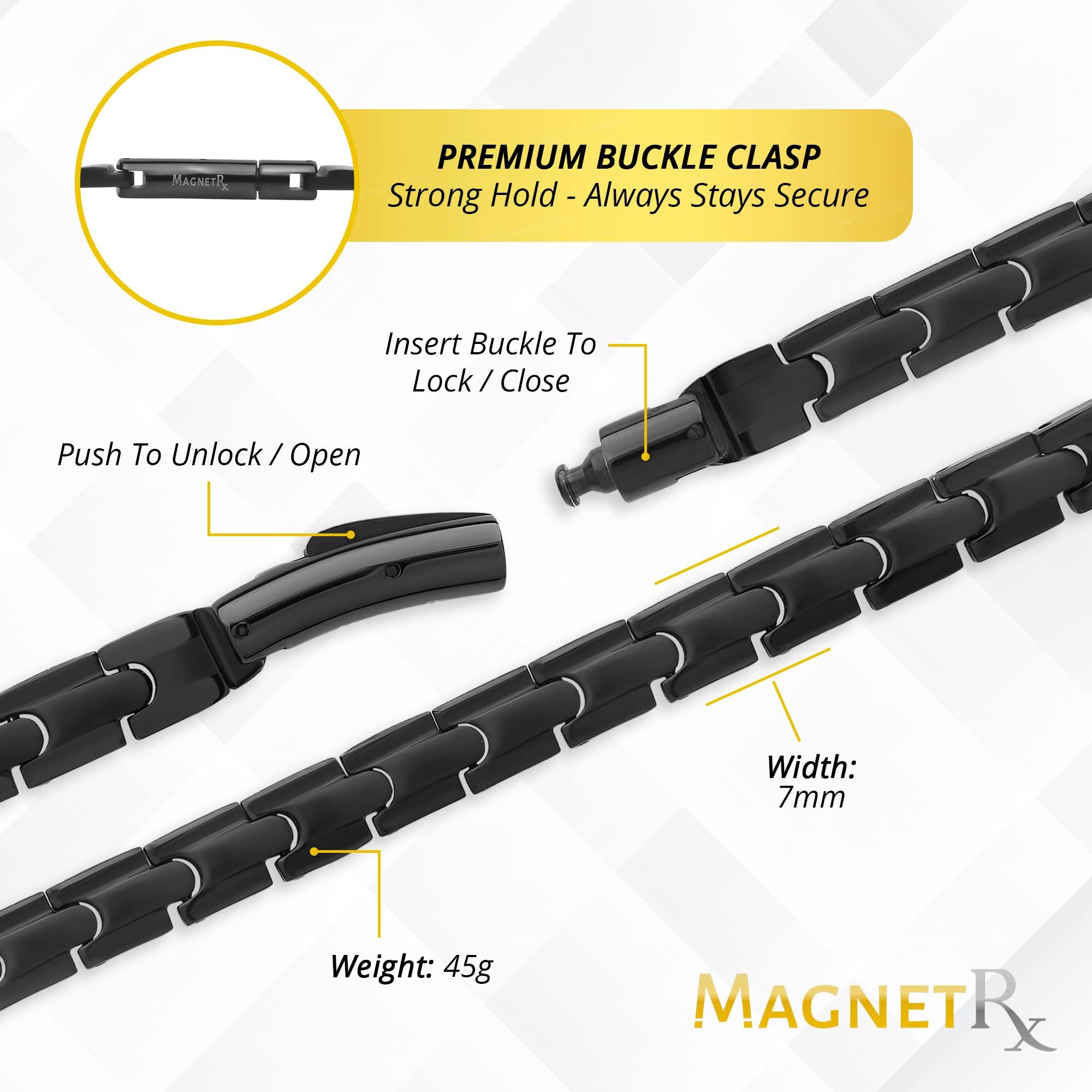MagnetRX MagnetRX Titanium Magnetic Necklace Ultra Strength Magnetic Necklaces for Men & Women Effective Titanium Necklace with 62 Magnets (Black, 21.5 Inches)