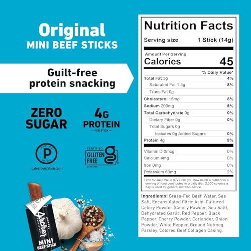 Country Archer Country Archer Mini Beef Jerky Sticks - Grass Fed Beef Sticks Individually Wrapped, Mini Beef Sticks Bulk, Beef Jerky Snack Packs, Gluten Free, Paleo, Keto - .5 oz Meat Sticks (Pack of 28)