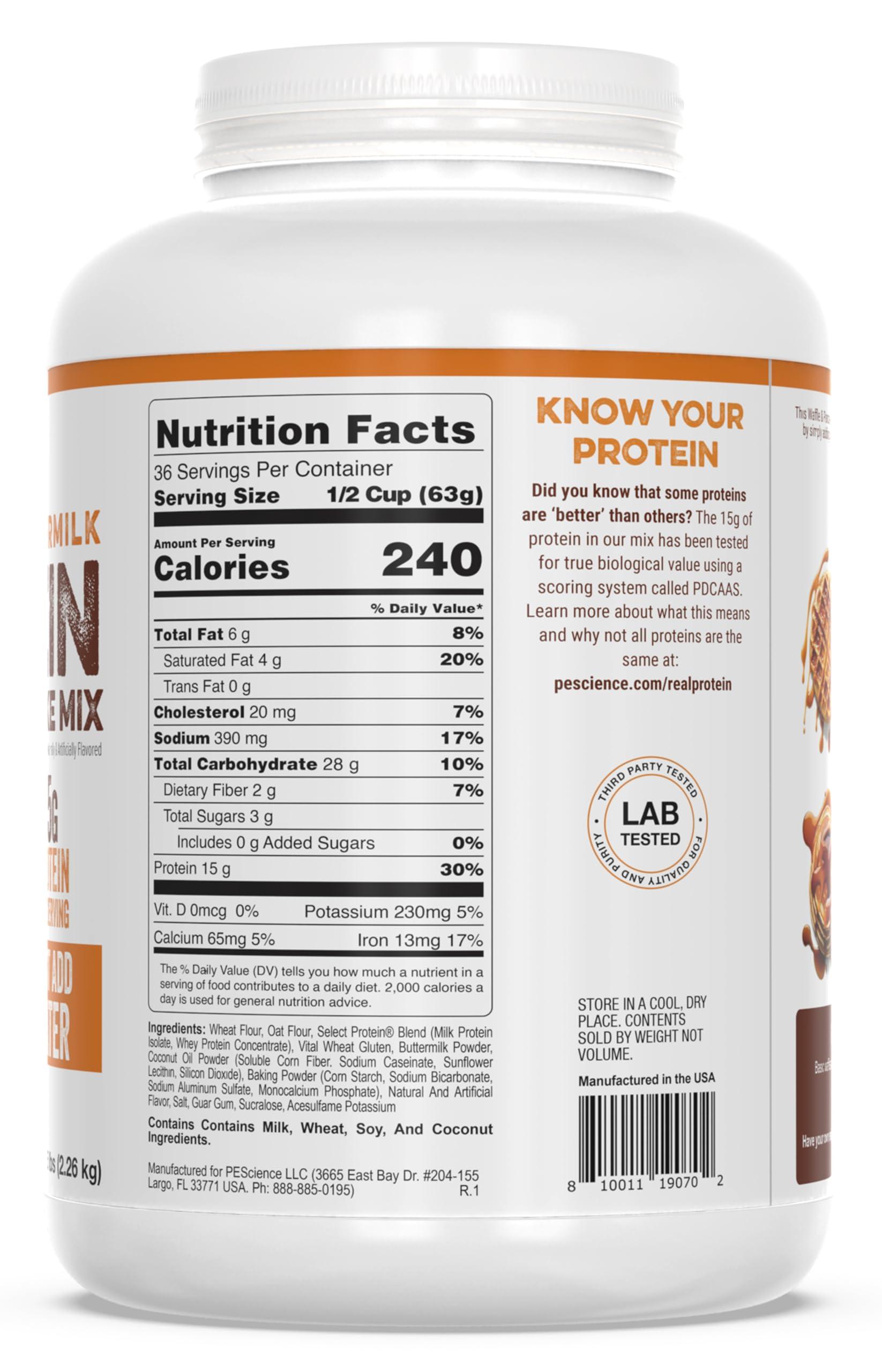 PEScience PEScience Buttermilk Protein Pancake & Waffle Mix, Just Add Water, 36 Servings