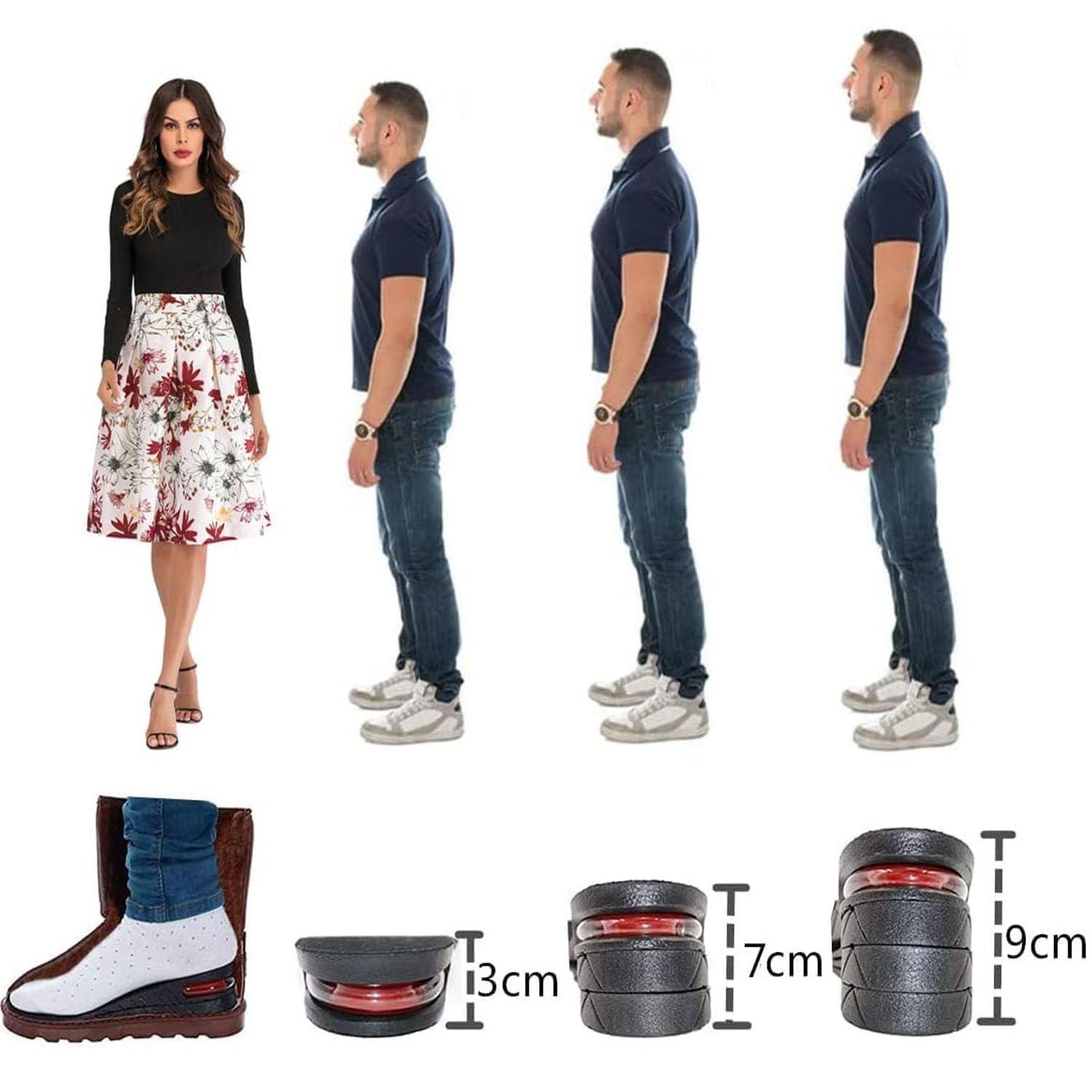 AOREWTGGH Height Increase Insoles for Men, 4 Layers Shoe Height Inserts to Make You Taller, Multi-Layer Invisible Boosting Lifts Soles for Women Kit with Air Cushion Heel Height 3.54 Inch