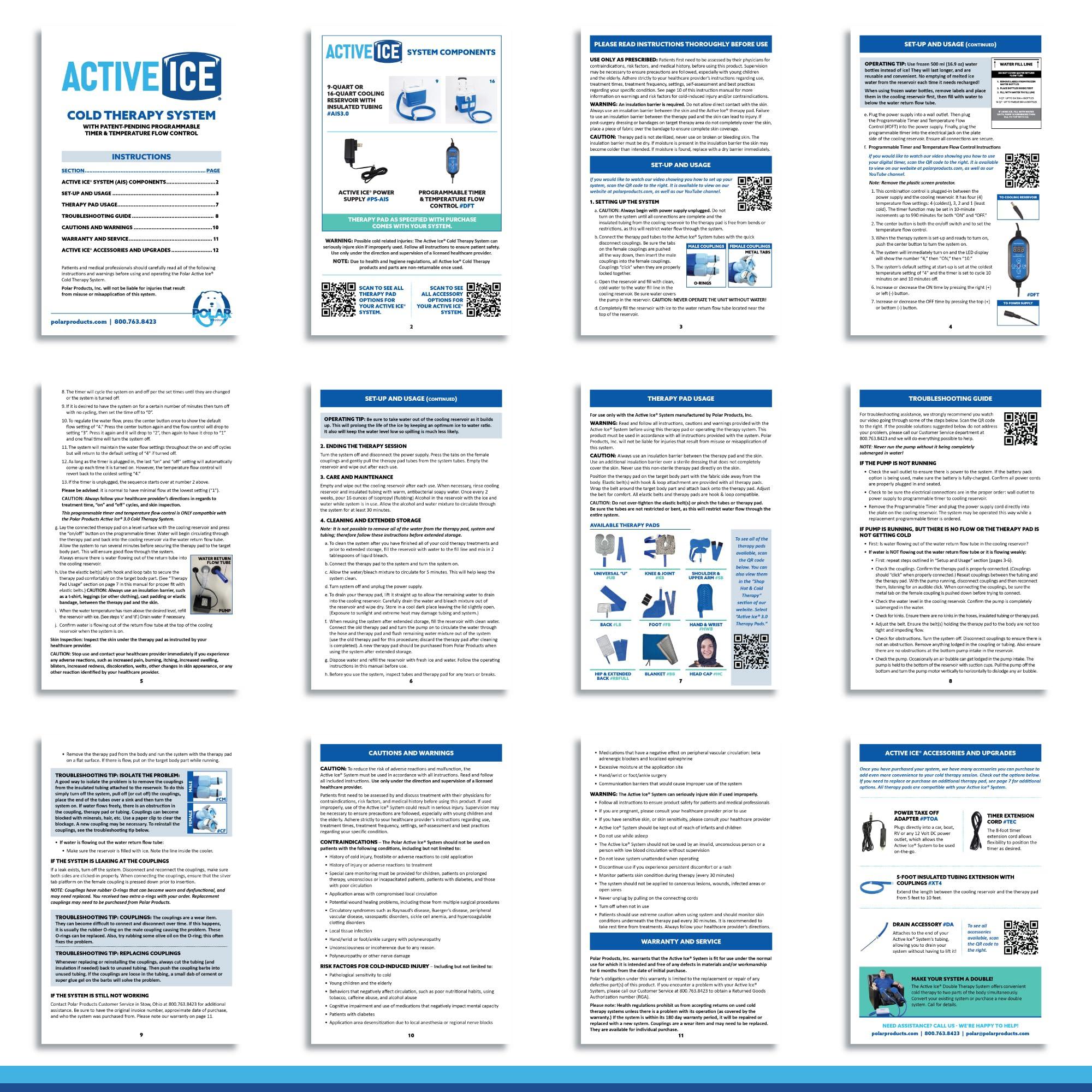 Polar Products Polar Active Ice 3.0 | 9 QT Cold Therapy Ice Machine | Programmable Timer | Full Circumference Knee Pad | Cryotherapy Pain Relief System | Ace Bandage Style Compression