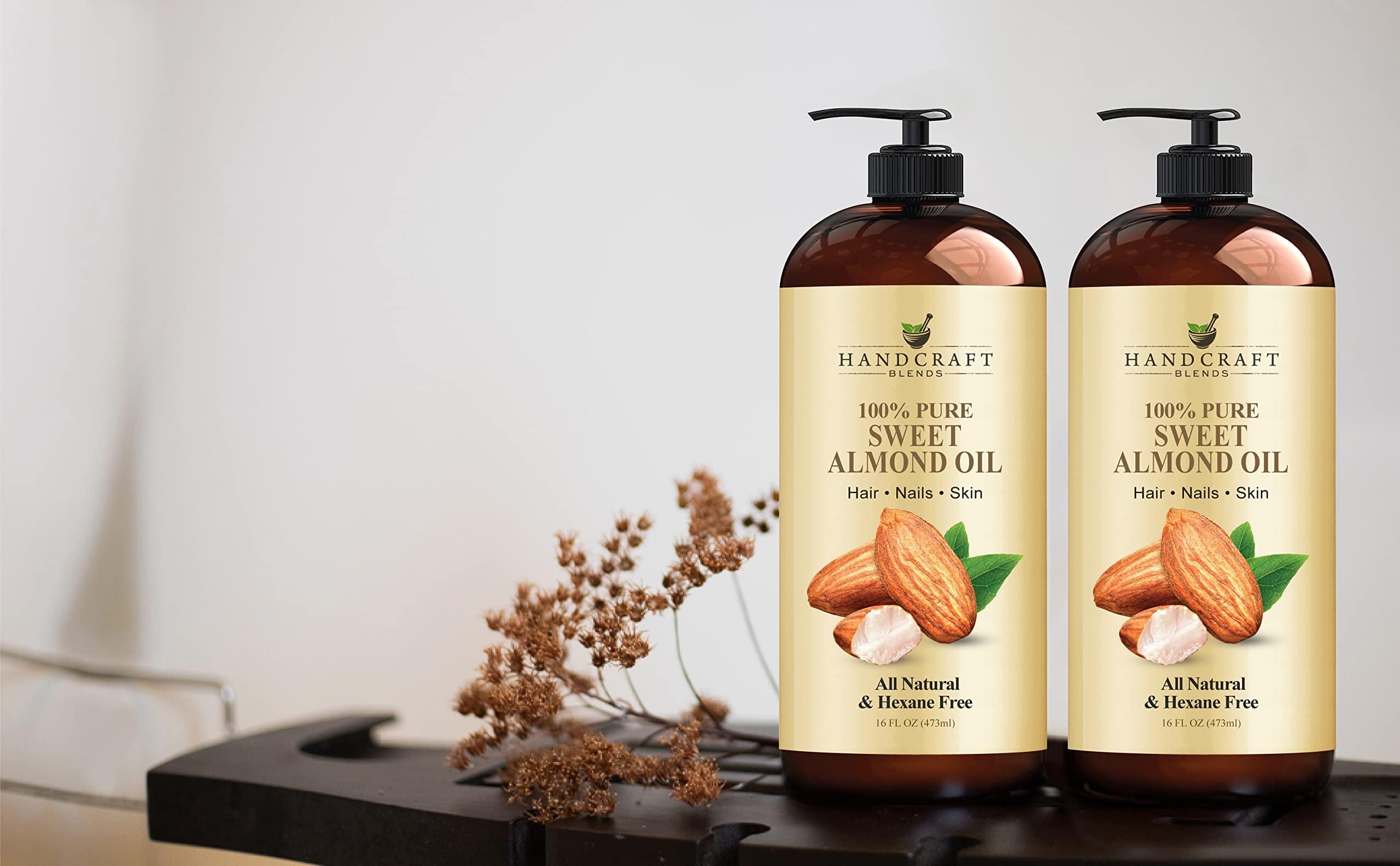 Handcraft Blends Handcraft Blends Sweet Almond Oil - 16 Fl Oz - 100% Pure and Natural - Premium Grade Carrier Oil for Skin and Hair - Hair and Body - Massage - Hexane-Free