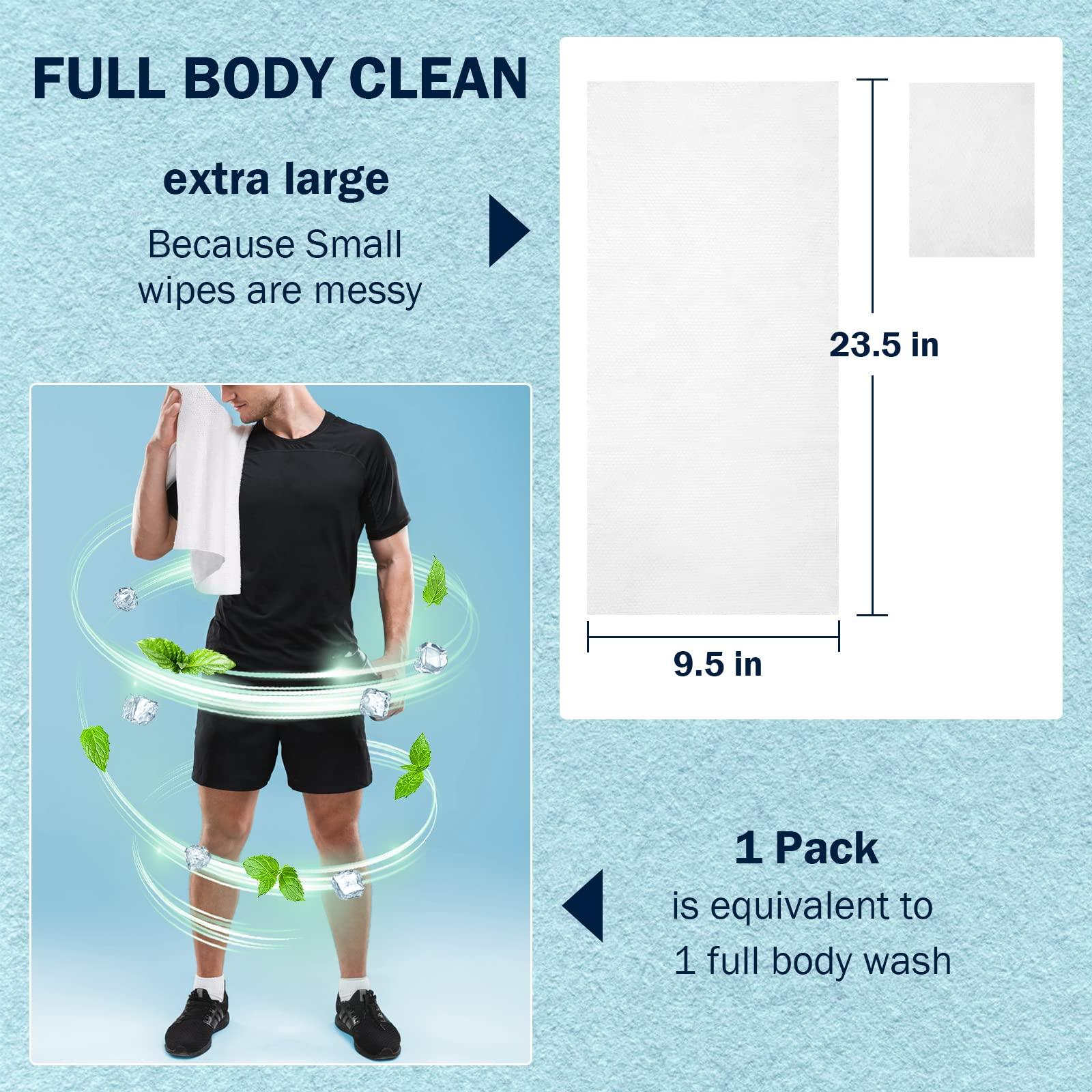 YAKAMOZ YAKAMOZ Large Body Wipes for Adults Bathing, Individually Wrapped Body Wipes for Bathing, Camping(Scent Free 24 counts and mint chill 24 counts)