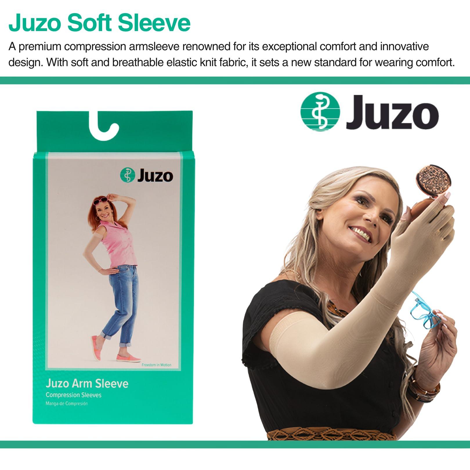 Juzo Juzo Soft Compression Arm Sleeve 30-40 mmHg, Silicone Dot Band | Compression Arm Sleeves for Men/ Women for Severe Lymphedema and Lipo-Lymphedema Treatment | Black, X-Large (V) Long