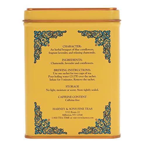 Harney & Sons Harney & Sons Master Yellow & Blue Tea Tin - Herbal Blend of Chamomile, Lavender, and Cornflowers - 1.4 Oz, 20 Count (Pack of 2)