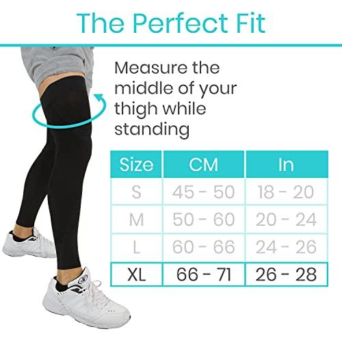 Vive Vive Full Leg Compression Sleeves for Men & Women (Pair) - Knee, Calf, & Thigh Support Brace Wrap for Basketball, Football, Wrestling - Footless Long Running Accessories for Shin Splints (Small)