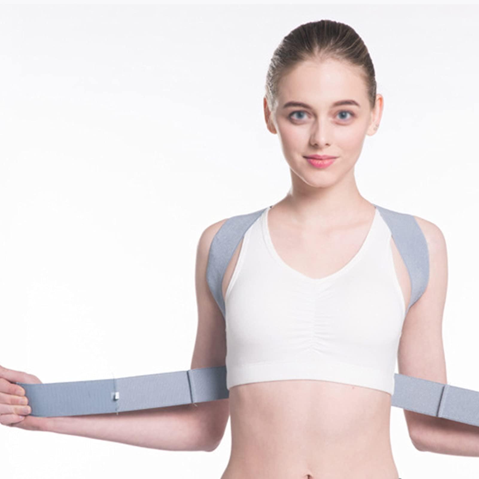 XMSM Invisible Posture Corrector Back Posture Strap Collarbone Support Belt Corset Stop Slouching and Bending Adjustable Back Trainer Unisex (Color : Gray, Size : X-Large)