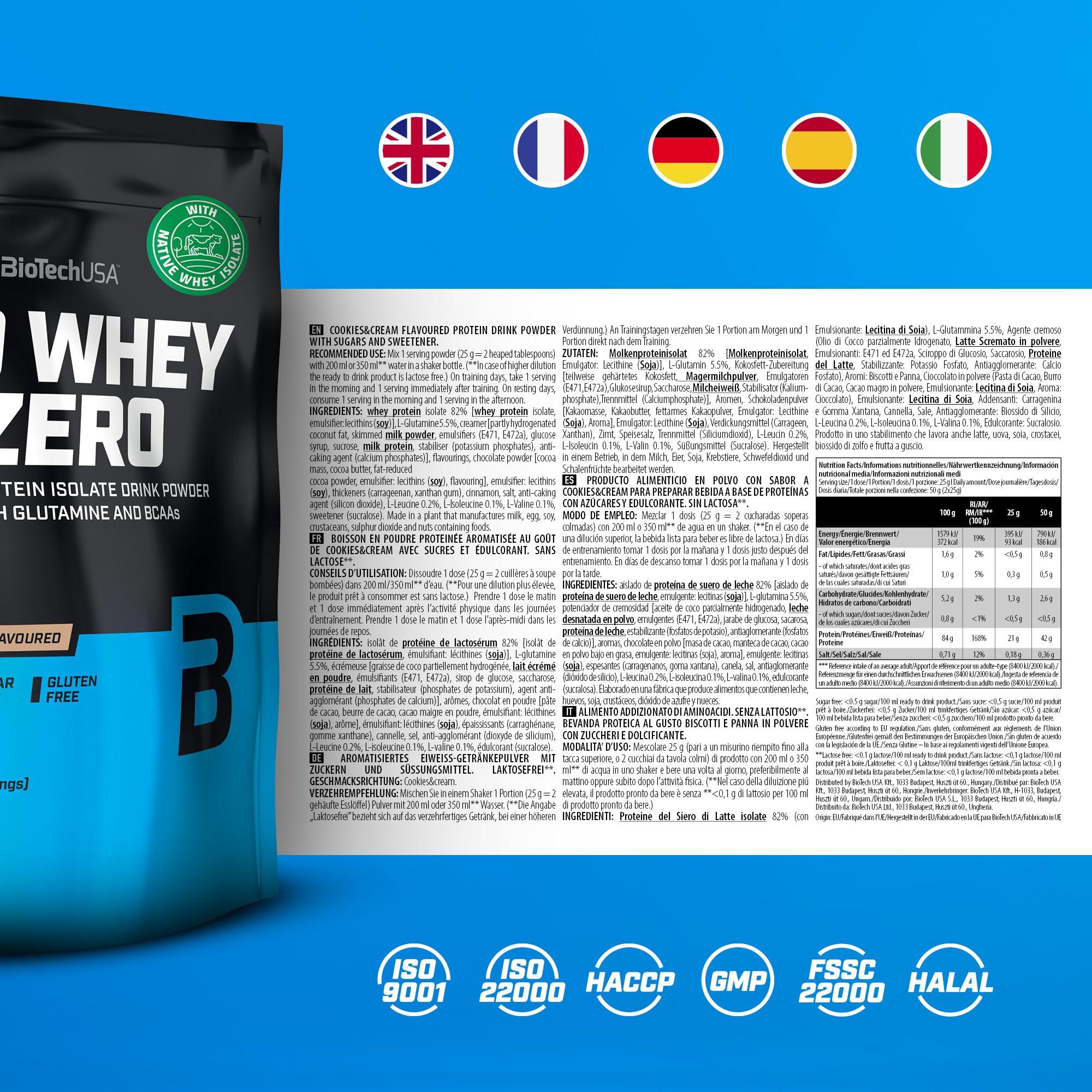 BioTechUSA BioTech USA Iso Whey Zero - Cookies & Cream - 500 g Bag by BiotechUSA