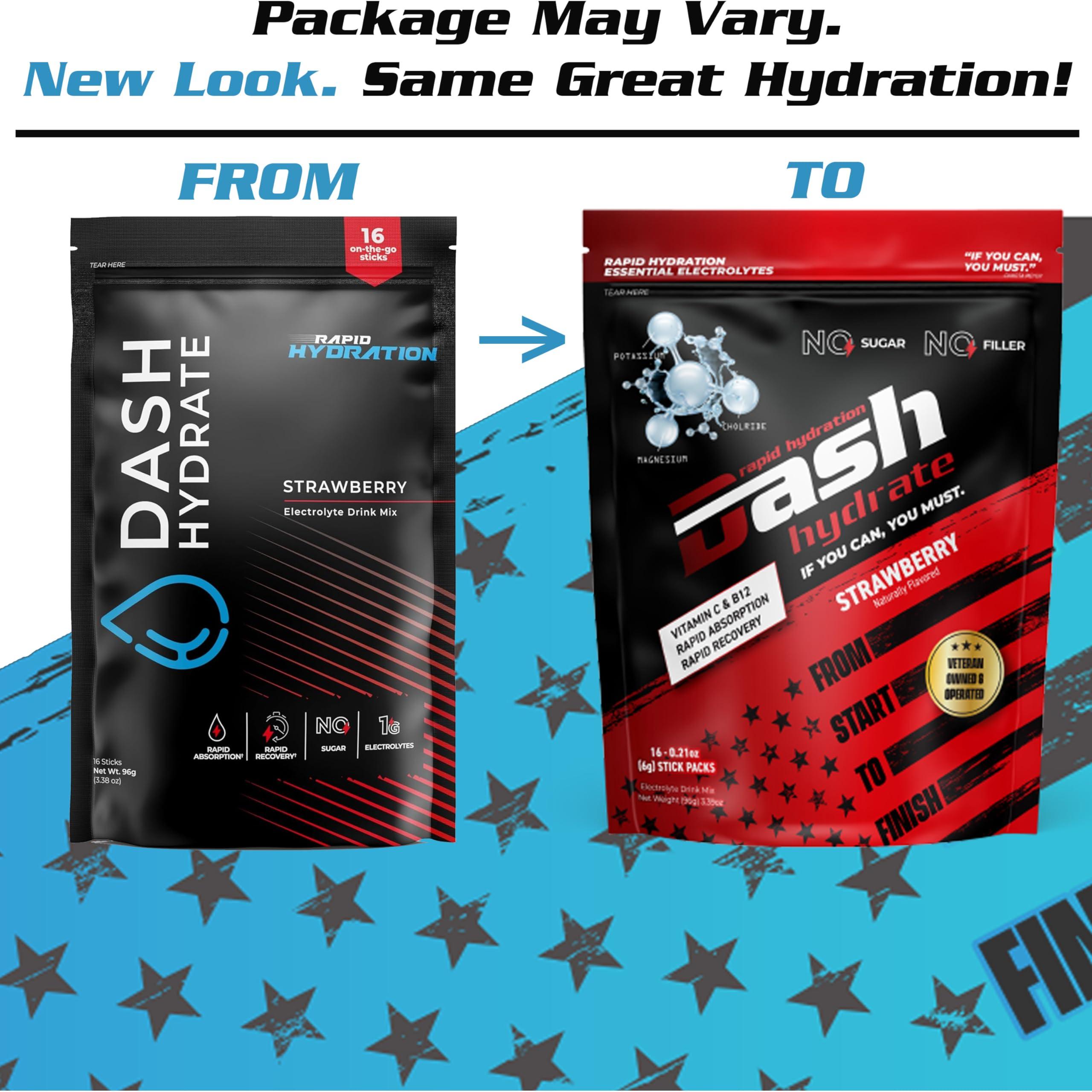 DASH Hydrate Rapid Hydration Electrolyte Drink Mix Packets | Rapid Absorption & Recovery with No Sugar | Variety Pack | 48 ct (16-Italian Ice, 16-Straw and 16-Blue Rasp)