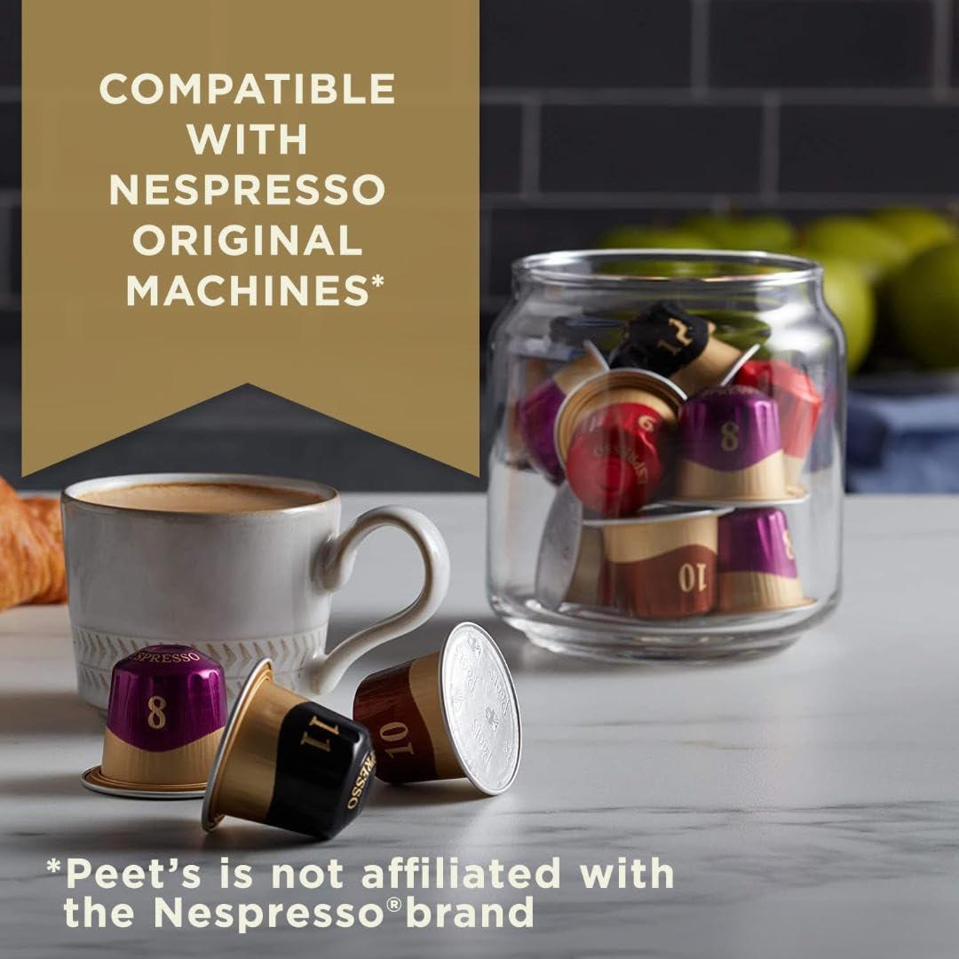 Peet's Coffee Peet\'s Coffee, Dark Roast Espresso Capsules, Compatible with Nespresso Original Machine - Ristretto Intensity 10, 100 Count (10 Boxes of 10 Espresso Capsules)