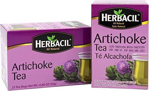 Herbacil Herbacil Artichoke Tea, Herbal Tea, Caffeine-Free, 2-pack of 25 tea bags per box (50 bags)