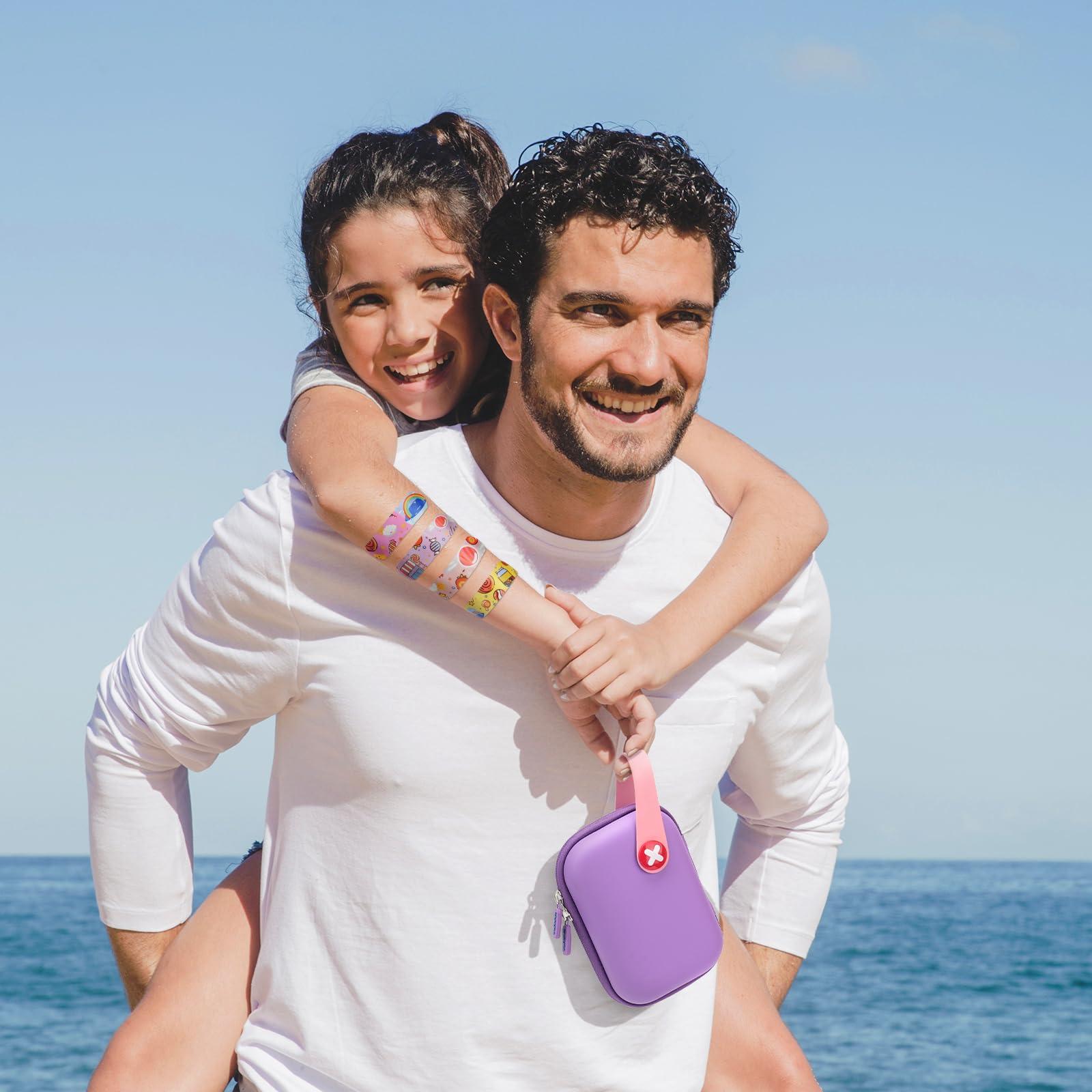 KakuKa Mini First Aid Kit, 113 Pc. Water-Resistant Hard Toddler Kids Small Cute Case for Car, Home - TSA-Approved Travel Size