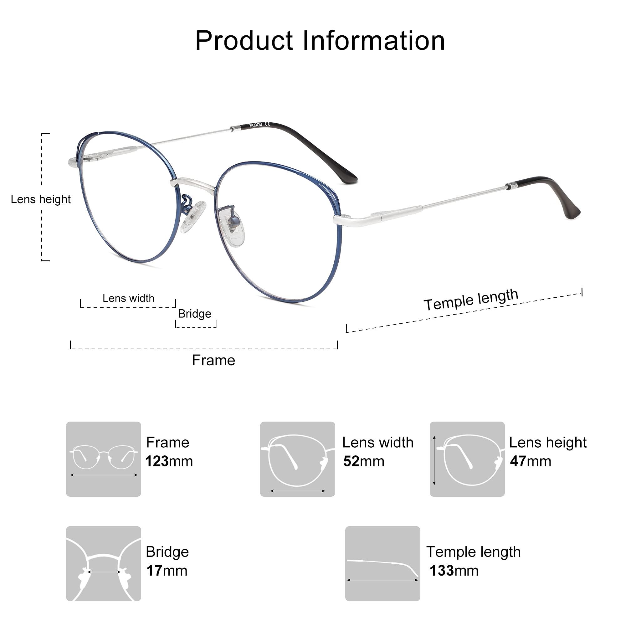 SOJOS SOJOS Cat Eye Blue Light Blocking Glasses for Woman Hipster Metal Frame Womens Eyeglasses She Young SJ5027, Blue&Silver Frame/Anti-Blue Light Lens