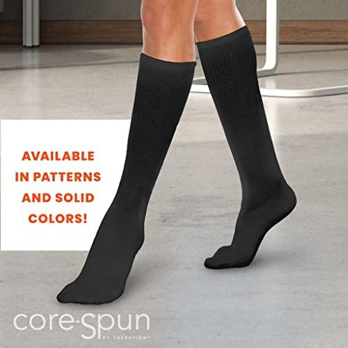 CORE-SPUN BY THERAFIRM Core-Spun 30-40mmHg Firm Graduated Compression Support Knee High Socks (Black, XL)