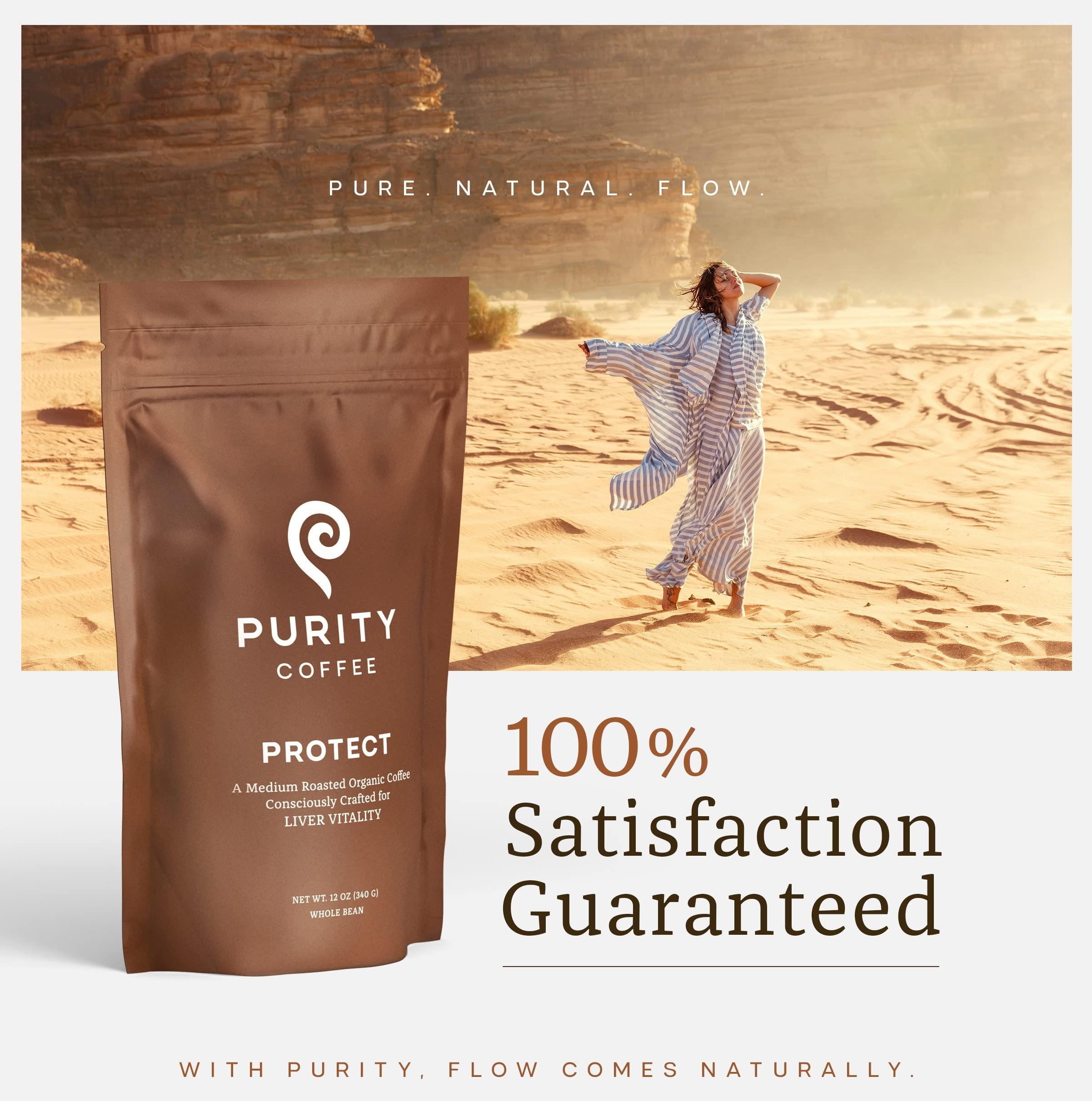 PURITY COFFEE Purity Coffee PROTECT Highest Antioxidant Light-Medium Roast - USDA Certified Organic Specialty Grade Arabica Whole Bean Coffee - Third Party Tested for Mold, Mycotoxins, Pesticides - 12 oz Bag