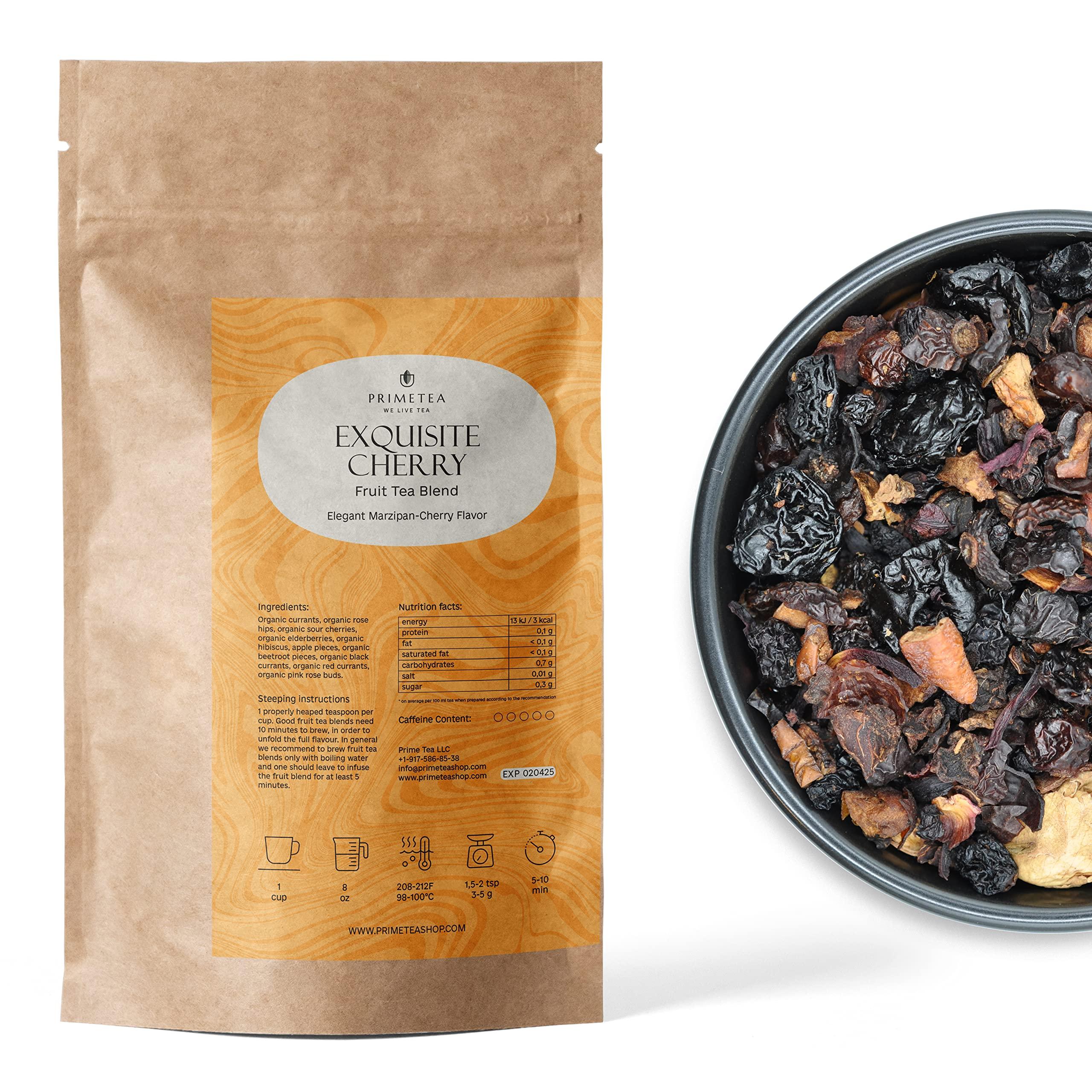 Prime Tea Prime Tea Exquisite Cherry - Exquisite Fruit Tisane, Premium Organic Loose Leaf, Delicious Herbal Tea Mix, Natural & Vegan, Caffeine-Free, Perfect for Hot & Iced Tea Enjoyment - 4 Ounce