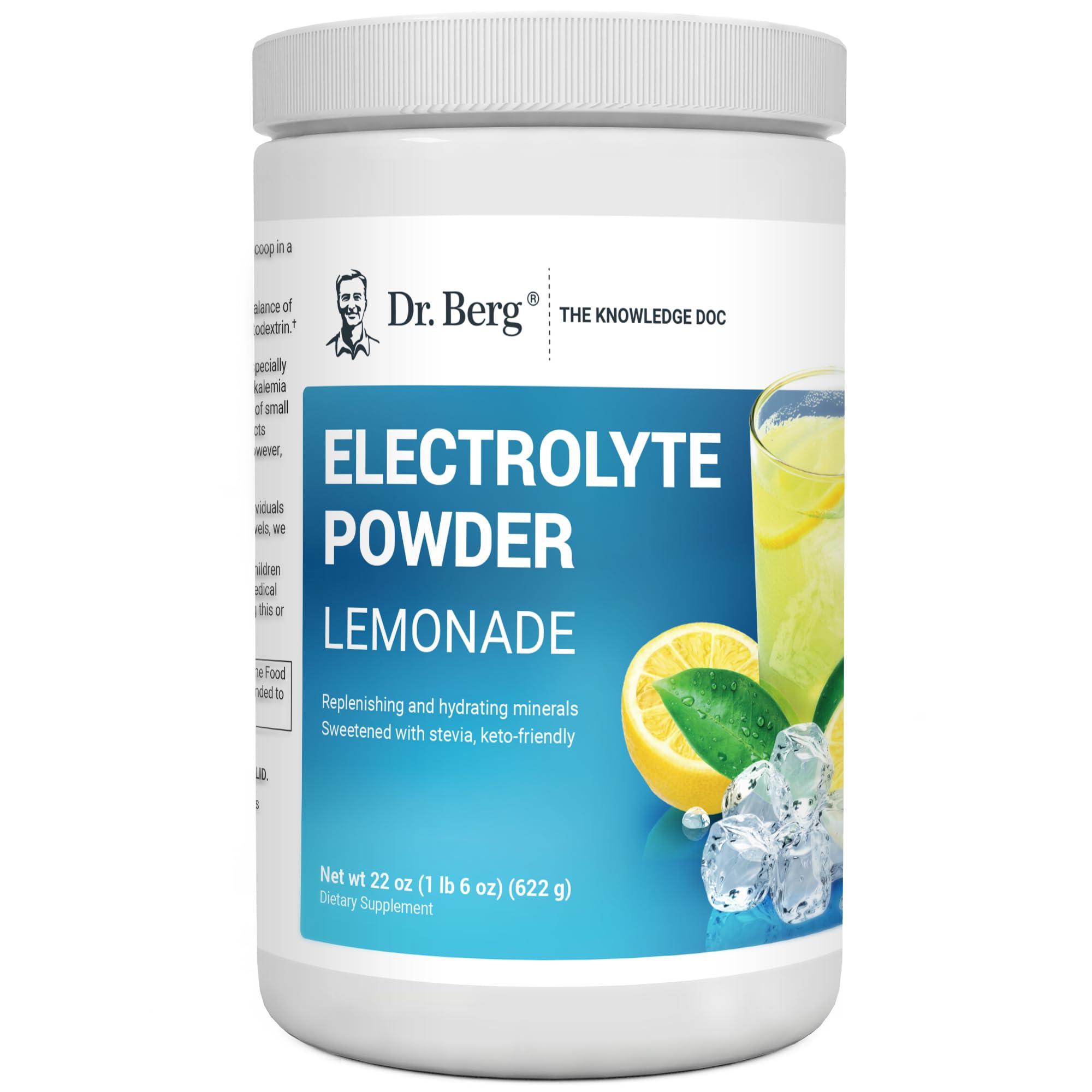 Dr. Berg Nutritionals Dr. Berg Zero Sugar Hydration Keto Electrolyte Powder - Enhanced w/ 1,000mg of Potassium & Real Pink Himalayan Salt (NOT Table Salt) - Lemonade Flavor Hydration Drink Mix Supplement - 100 Servings