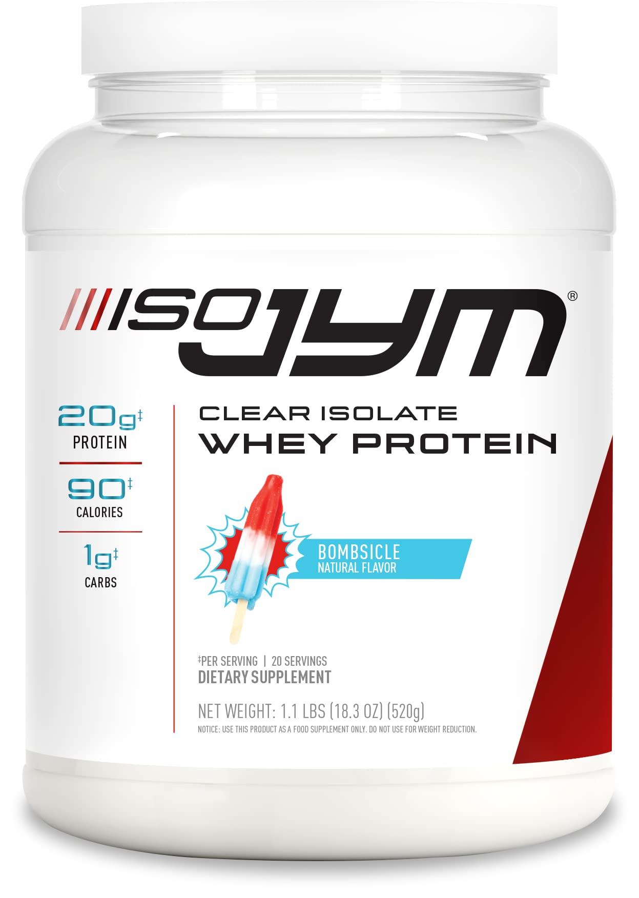 JYM Supplement Science Iso JYM Bombsicle, 90 Calories, 100% Whey Protein Isolate, Zero Fat, Zero Sugars, Mixes Clear, for Women & Men, JYM Supplement Science, 20 Servings