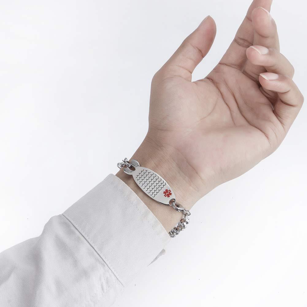 BAIYI HOPE BAIYI HOPE Personalized Medical Alert ID Bracelets Custom Engraved Stainless Steel Medical Emergency Bracelet for Girls, 6 inch