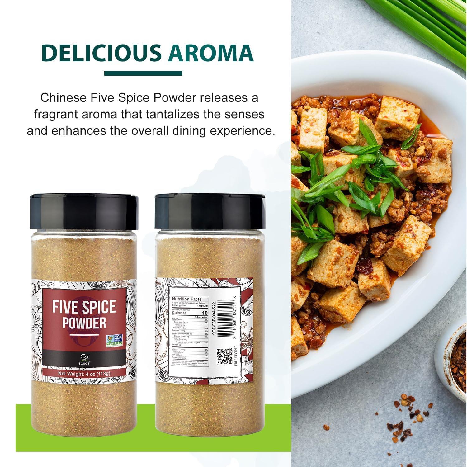 Soeos Soeos Chinese Five Spice 4 Ounce, Five Spice Powder, Five Spice Chinese Seasoning Non-GMO, Non-irradiated, No preservatives, No MSG (Pack of 2)