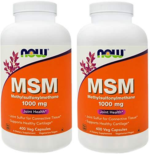 NOW NOW MSM 1000mg, 400 Veg Capsules (Pack of 2) Methyl-Sulphonyl-Methane, Made in USA, Sulfur Supplement, Joint Health, Non-GMO, Vegan/Vegetarian Friendly