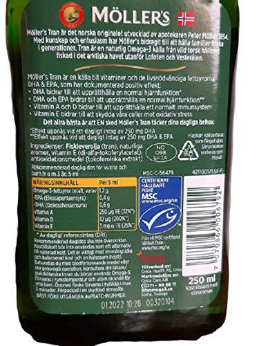 Möllers Möllers Tran Cod Liver Oil 250 ml/ 8.45 fl oz | Citron Flavor | Omega-3 | Fish Liver Oil