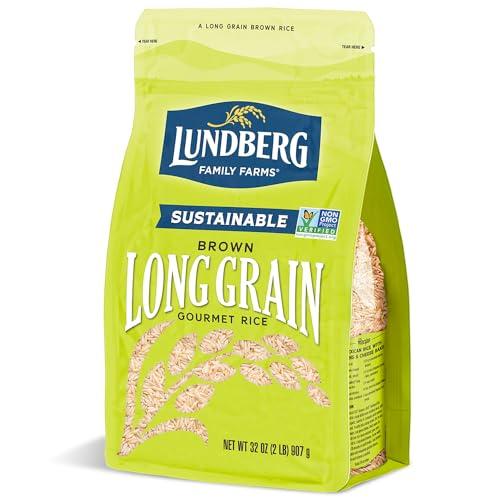 Lundberg Lundberg Family Farms - Brown Long Grain Rice, Rich & Nutty, Firm Texture When Cooked, 100% Whole Grain, High in Fiber, Vitamins & Minerals, Pantry Staple, Gluten-Free, Non-GMO, Vegan, Kosher (32 oz)