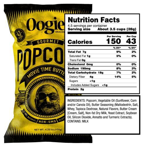 Oogie's Gourmet Popcorn Oogie\'s Gourmet Popcorn | 4 Pack | Movie Time Butter Flavor | Gluten Free Popcorn Snacks | 4.25 Ounce Big Bag