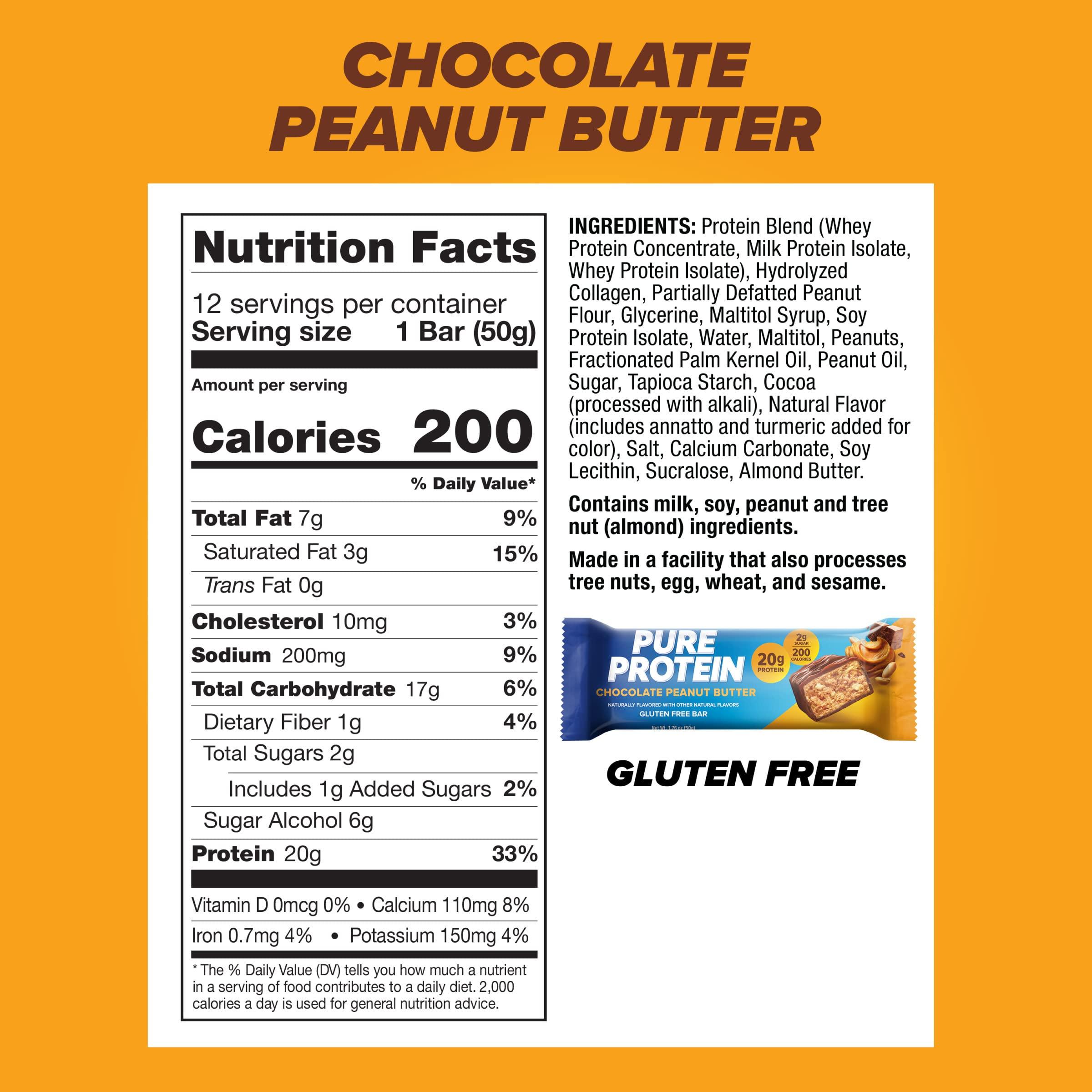 Pure Protein Pure Protein Whey Protein Powder 25g Protein 1.75lb + Protein Bars 20g Protein 12 Count Chocolate Peanut Butter