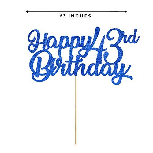 MAGJUCHE Blue Happy 43rd Birthday Cake Topper, Royal Blue Glitter Cheers To 43 Years Party Cake Decorations, Supply