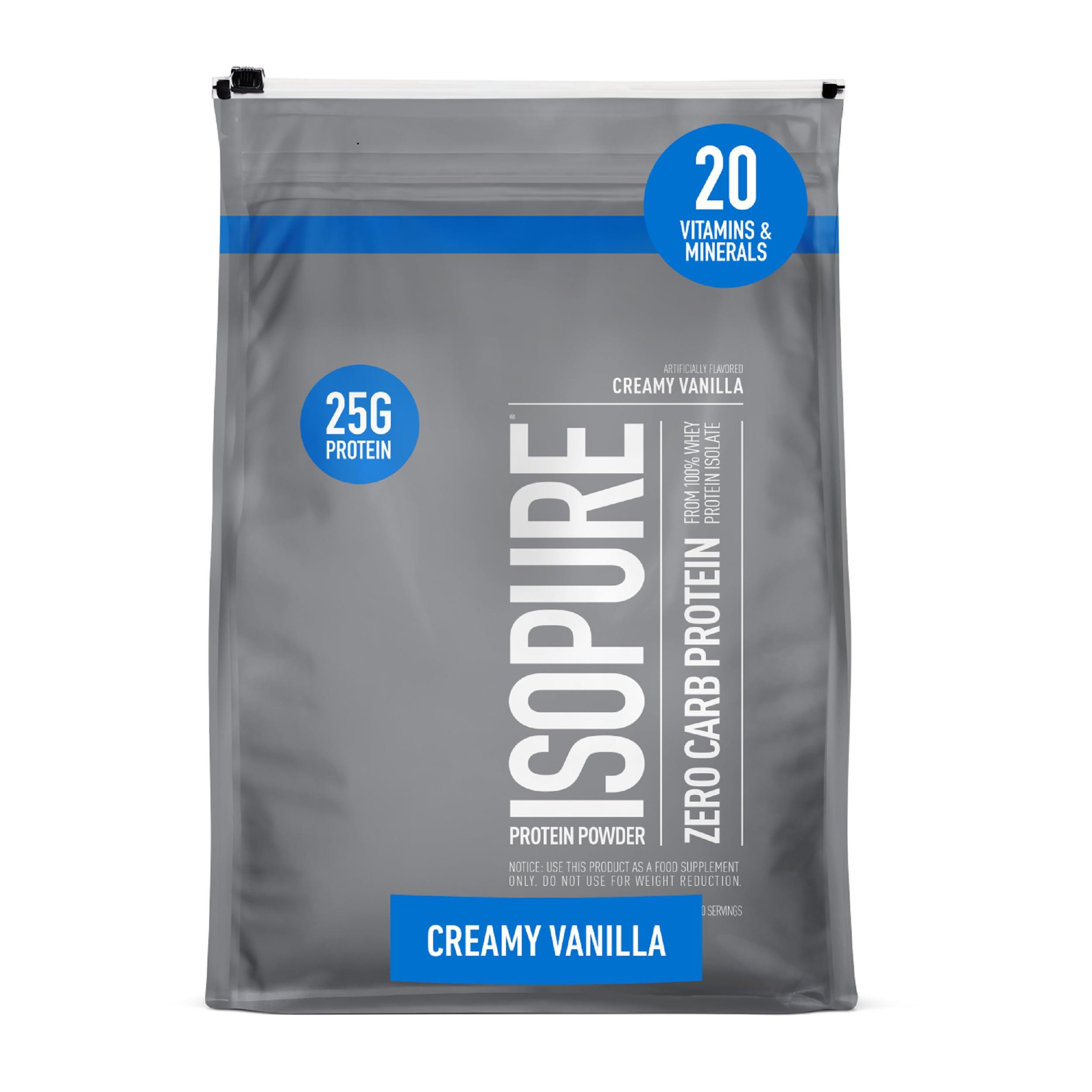 Isopure Isopure Zero Carb 100% Pure Whey Isolate Protein Powder, Lactose Free, Gluten Free, With Vitamins, Creamy Vanilla, 25g Protein Per Serving, 7.5 Lbs, 110 Servings (Packaging May Vary)