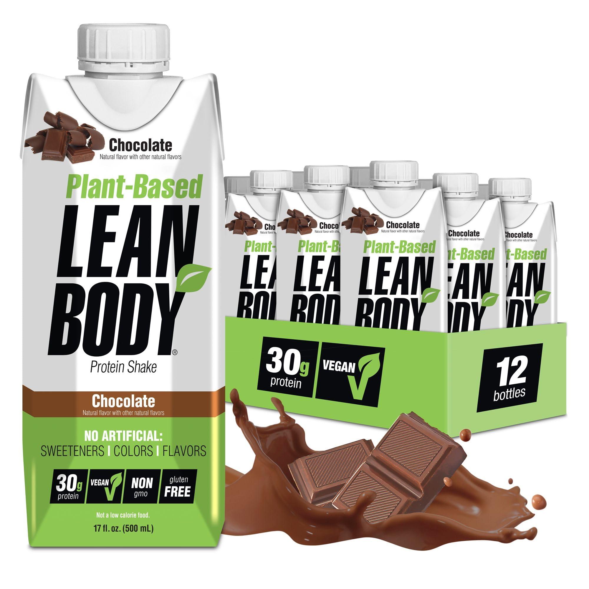 Labrada Lean Body Ready-to-Drink, Plant-Based Vegan Chocolate Protein Shake, 30g Protein, No Artificial Flavors, Sweeteners or Colors, Non GMO, Gluten Free, Premium Pea & Rice Blend (Pack of 12)